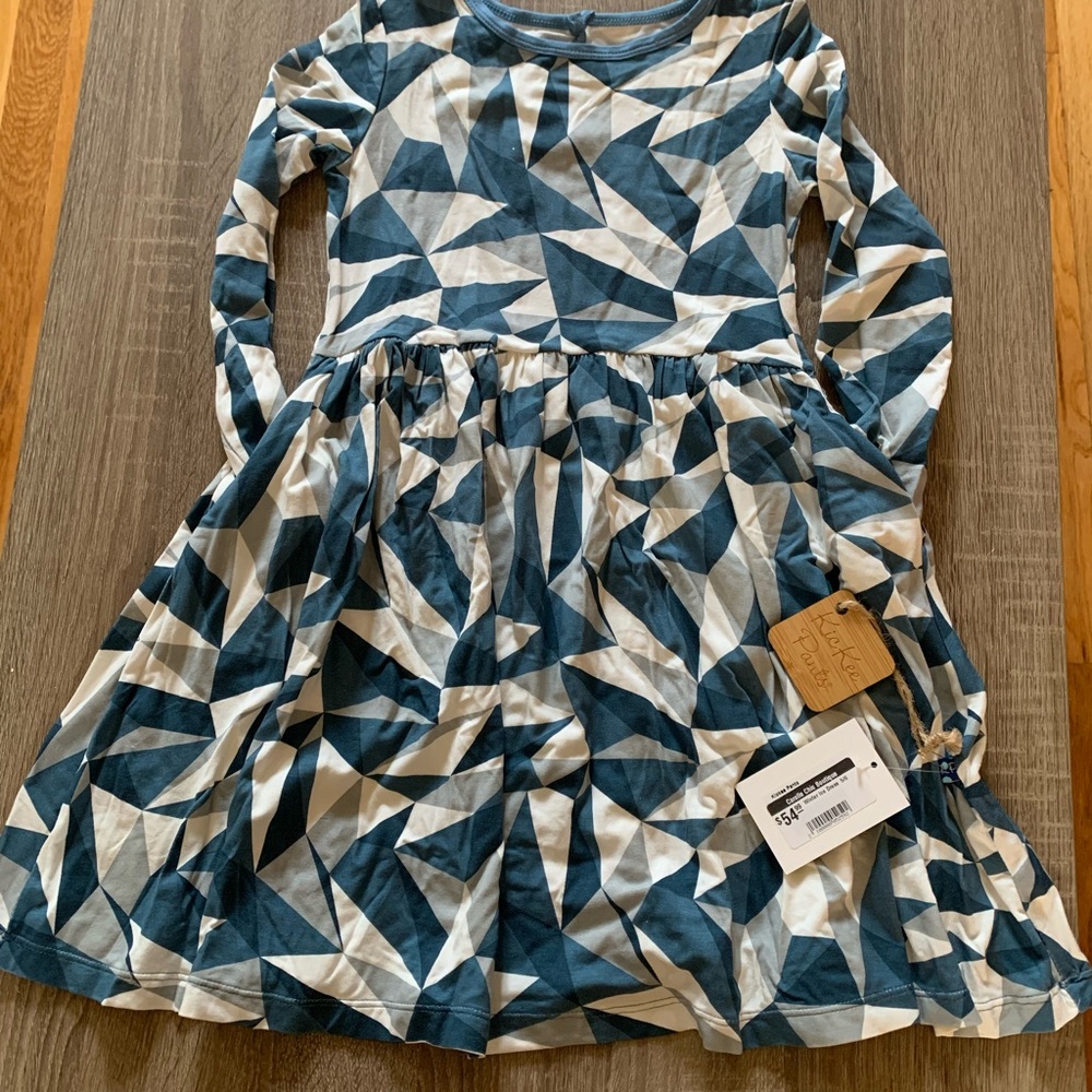Prana Blue and White Geometric Kids Dress